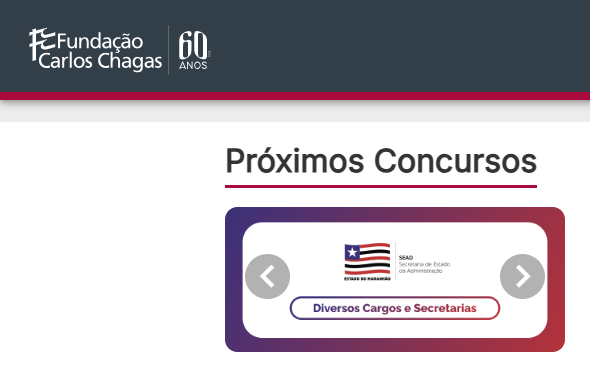 Concurso SEAD MA aparece na página de próximos concursos da FCC