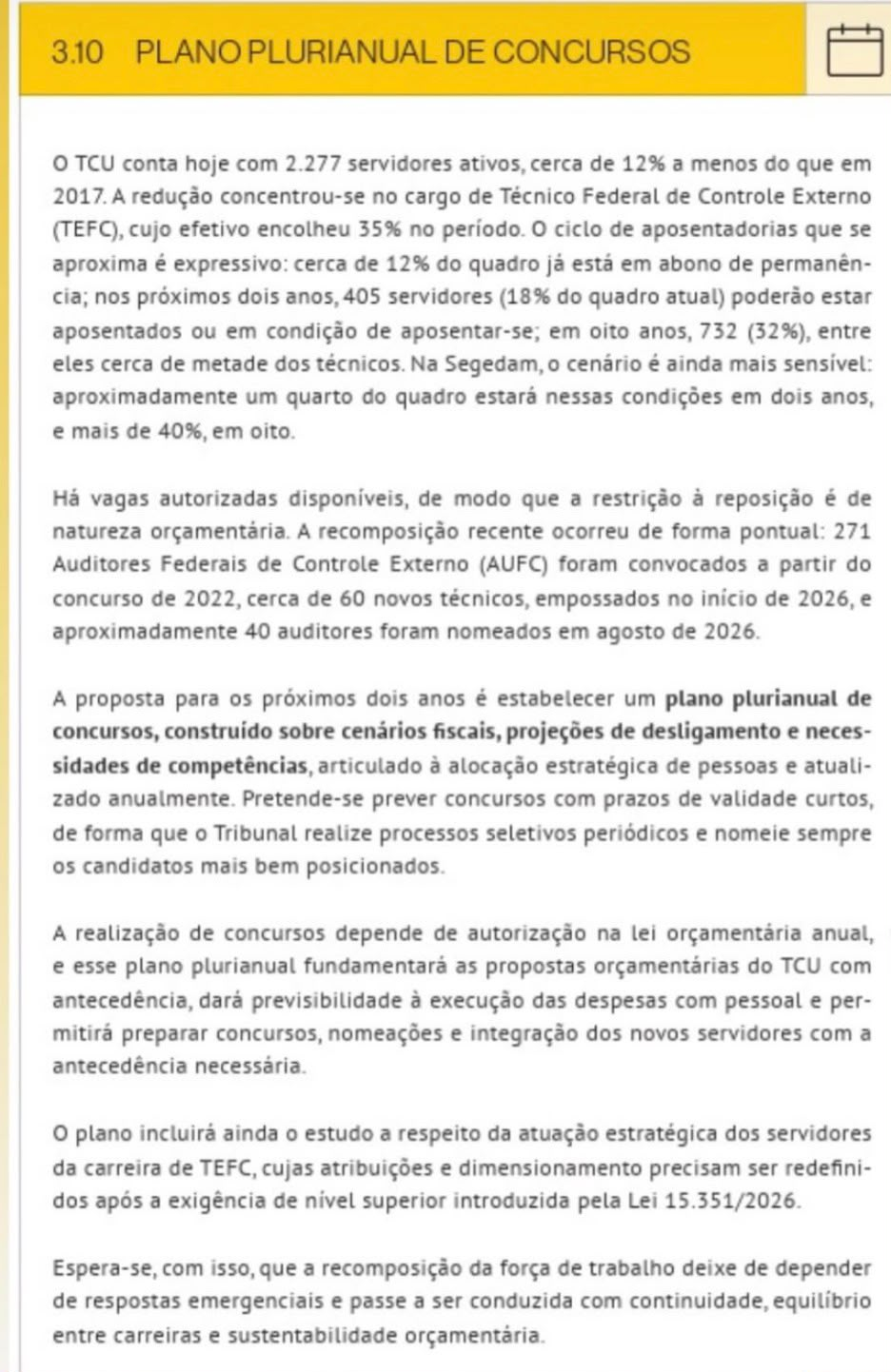 Plano plurianual de concursos do TCU